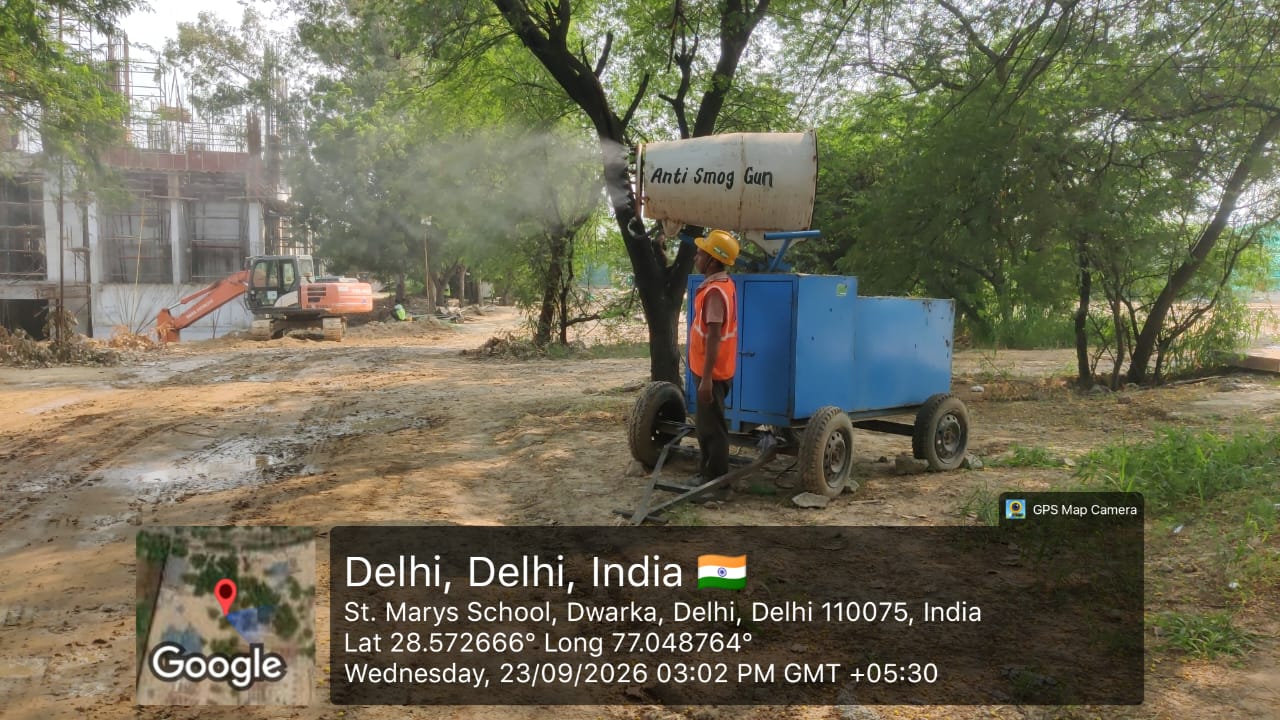 Installed anti-smog gun at Omaxe City, Dwarka, Delhi for DPCC construction dust suppression